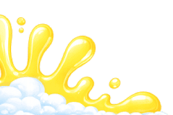 Yellow splash and clouds on black background.
