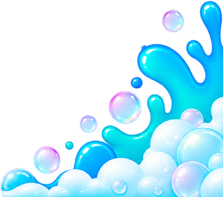 Colorful bubbles and splashes on black background.